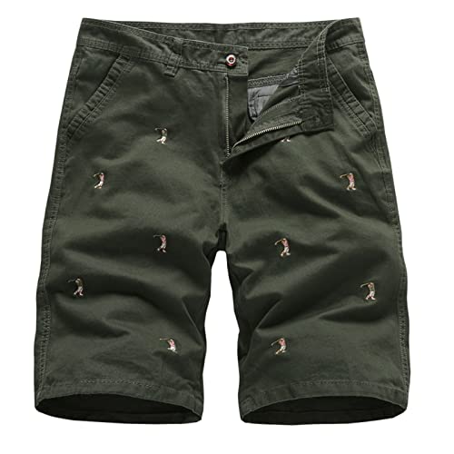 SoonerQuicker Cargo Shorts Herren Beige Baumwolle Shorts Herren Cargo Kurze Hosen Herren Freizeit Bermuda Shorts Herren Knielang Taschen Kurze Hosen Herren Grün Grau von SoonerQuicker