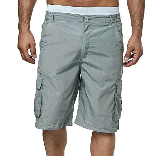 SoonerQuicker Cargo Shorts Herren Braun Kurze Hosen Herren Viele Taschen Bermuda Shorts Herren Cargo Shorts Herren Outdoor Grau Kurze Hosen Herren Über Knie mit Seitentaschen Shorts Herren Knielang von SoonerQuicker