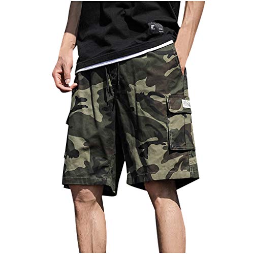 SoonerQuicker Cargo Shorts Herren Camouflage Kurze Hosen Herren Hip Hop Tarnfarben Oversize Shorts Herren Outdoor Orange Cargo Shorts Herren Relaxed Kurze Cargohose Herren von SoonerQuicker