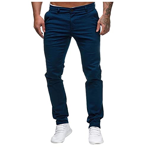 SoonerQuicker Chino Hose Herren Regular Fit Chinohose Männer Elegant Freizeithose Herren Lang Chino Hose Herren Straight Chino Hose Herren Chino Hose Herren, XXL, Marine von SoonerQuicker