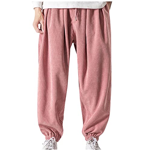 SoonerQuicker Cordhose Herren Breitcord mit Gummizug Jogginghose Herren mit Bündchen Hosen Männer Baggy Freizeithose Herren mit Kordelzug Lang Weit Breit Cordhose Herren Stretch von SoonerQuicker