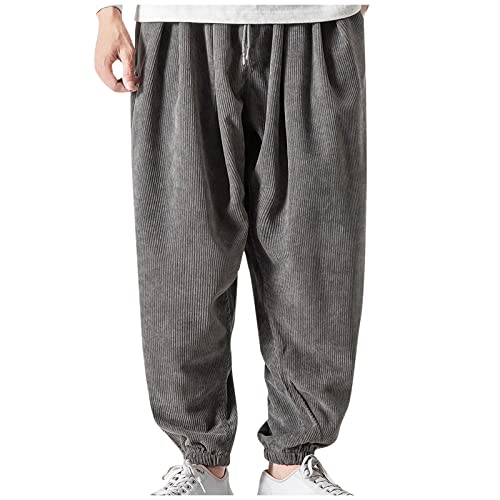 SoonerQuicker Cordhose Herren Breitcord mit Gummizug Jogginghose Herren mit Bündchen Hosen Männer Baggy Freizeithose Herren mit Kordelzug Lang Weit Breit Cordhose Herren Stretch von SoonerQuicker