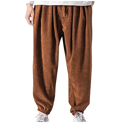 SoonerQuicker Cordhose Herren Breitcord mit Gummizug Jogginghose Herren mit Bündchen Hosen Männer Baggy Freizeithose Herren mit Kordelzug Lang Weit Breit Cordhose Herren Stretch von SoonerQuicker