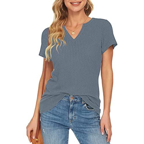 SoonerQuicker Damen Oberteile V Ausschnitt Sexy Oberteile Damen Curvy Damen Oberteile Casual Damen Oberteile Kurzarm Elegant Tshirt Damen Ausschnitt Sexy Oberteile Damen Sommer von SoonerQuicker