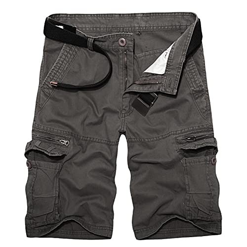 SoonerQuicker Herren Freizeit Reine Farbe im Freien mit Taschen Strand Arbeit Hose Cargo Shorts Herren Sport 873 von SoonerQuicker