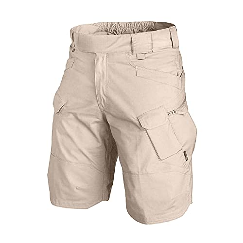 SoonerQuicker Kurze Arbeitshosen Herren Stretch Hosen Wandern Cargo Shorts Outdoor Männer Kurz Schwarz Arbeit Schnelltrocknend, Khaki, L von SoonerQuicker