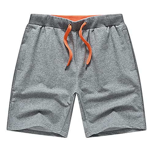 SoonerQuicker Kurze Sporthose Herren Sport Shorts Herren Reißverschlusstaschen Kurze Jogginghose Herren Baumwolle Kurze Hose Herren Zuhause Pyjama Laufshorts Herren Kurz Gym Shorts Herren Taschen von SoonerQuicker