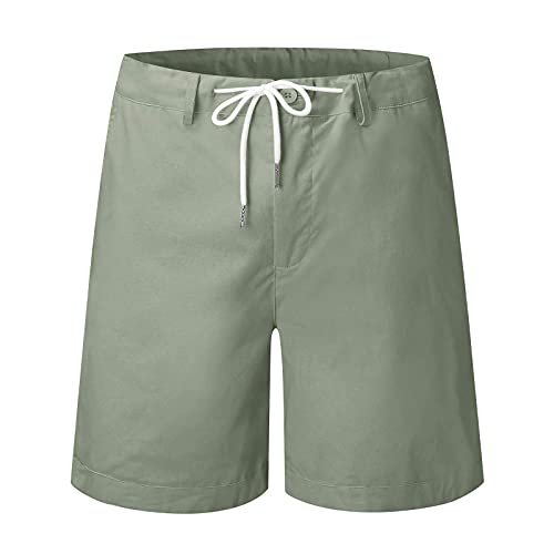 SoonerQuicker Leinenhose Herren Kurz Sommer Bermuda Shorts Herren Weiß Kurz Kurze Hosen Herren Sommer Shorts Herren Freizeit Yogahose Herren Kurze Hosen Herren Leicht Shorts Herren Hawaii von SoonerQuicker