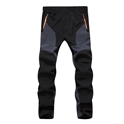 SoonerQuicker MTB Hose Lang Zweifarbig Herren Rvrc Hosen mit Taschen Downhill Slim Fit Outdoorhose Wind- und wasserdichte Wanderhose Herren Gefüttert Cargohose Männer Schnell Trocknende von SoonerQuicker