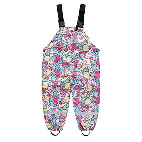 SoonerQuicker Matschhose Jungen Dino Regenhose Kinder Muster Mädchen Bunt 110 Motiv Dinosaurier Regenbogen für 12 Monate - Jahre, C Violett, 130 von SoonerQuicker