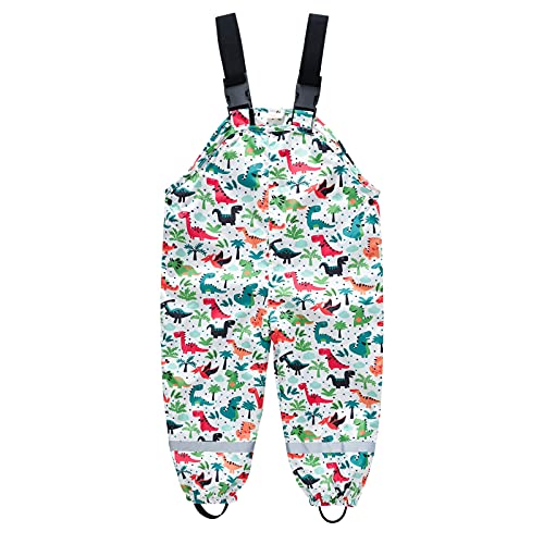 SoonerQuicker Matschhose Jungen Dino Regenhose Kinder Muster Matschhose Mädchen Bunt 110 Matschhose Jungen Motiv Regenhose Kinder Dinosaurier Regenbogen für Kinder 12 Monate - 12 J C Mehrfarbig 130 von SoonerQuicker