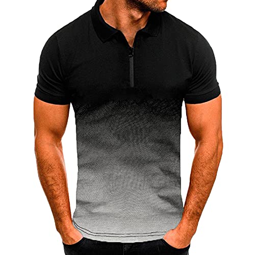 SoonerQuicker Poloshirt Herren Kurzarm Zweifarbig Tshirt Herren Knopfleiste Tshirt Herren Druck T-Shirt Herren Print T Shirts Männer Aufdruck von SoonerQuicker