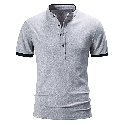 SoonerQuicker Poloshirt Herren Weinrot Henley Shirt Herren Oliv Poloshirt Herren Ohne Kragen Henley Shirt Herren Slim Fit Poloshirt Herren Arbeit Henley Shirt Herren Kurzarm von SoonerQuicker