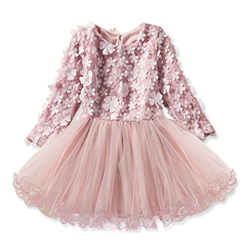 SoonerQuicker Prinzessin Kleid Mädchen Rosa Taufkleid Baby Mädchen kommunionkleid Blumenmädchenkleider Balettkleider Mädchen Kleider Festlich Ballkleid Mädchen Glitzer Tüll Kleid Mädchen Blumen von SoonerQuicker