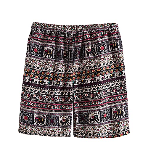 SoonerQuicker Shorts Herren Hawaii Kurze Hosen Herren Freizeit Leinenhose Herren Kurz Shorts Herren Bunt Hip Hop Kurze Hosen Herren Große Größen Kurze Hosen Herren Sommer Shorts Herren Leinen von SoonerQuicker