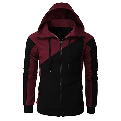 SoonerQuicker Sweatjacke Herren Zweifarbig Kapuzenpullover Herren Reißverschluss Kapuzenjacke Trainingsjacke Herren Mit Kapuze Sweatjacke Herren Jagd Slim Fit Zip Hoodie Herren von SoonerQuicker