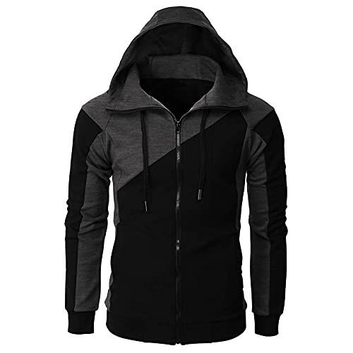 SoonerQuicker Sweatjacke Herren Zweifarbig Kapuzenpullover Herren Reißverschluss Kapuzenjacke Trainingsjacke Herren Mit Kapuze Sweatjacke Herren Jagd Slim Fit Zip Hoodie Herren von SoonerQuicker