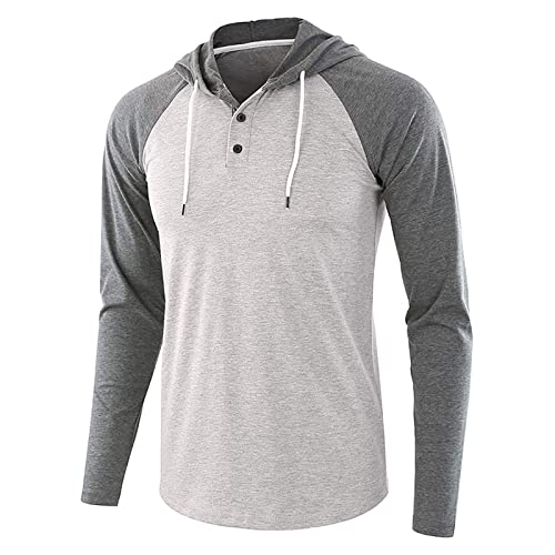 SoonerQuicker Sweatshirt Herren mit Kapuze Dünn Sweatshirt Herren Zweifarbig Slim Fit Langarmshirt Herren Kapuze Langarmshirt Herren Sport Jogging Langarmshirt Herren Fitness Druck von SoonerQuicker