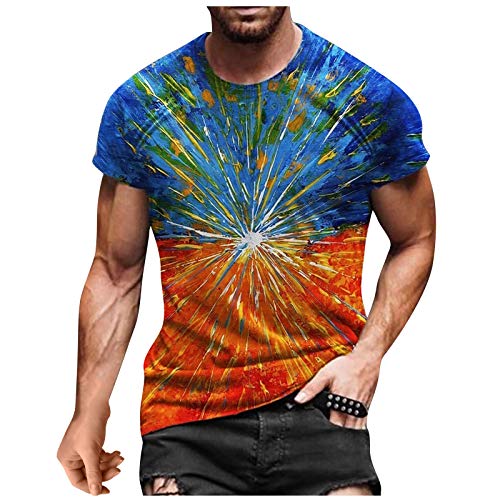 SoonerQuicker Tshirt Herren Bodybuilding Rundhals Tshirt Herren Retro Comic Fitness Tshirt Herren Gym Bunt T Shirts Männer Vintage T-Shirt Herren Druck 3D Effekt von SoonerQuicker