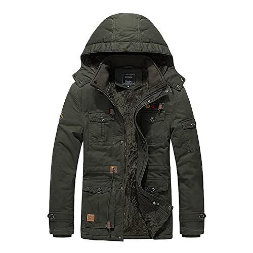 SoonerQuicker Windbreaker Herren Gefüttert Fleecejacke Outdoorjacke Herren Winter Jacke Abnehmbarer Kapuze Winterjacke Herren Fleece Übergangsjacke Männer Winddicht Mantel von SoonerQuicker