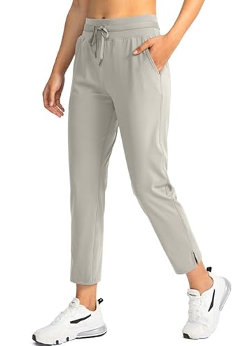 Soothfeel Damen-Golfhose mit 4 Taschen, 7/8-Stretch, hohe Taille, Jogginghose, Reisen, athletisch, Arbeitshose für Frauen, Dusty White, XX-Large von Soothfeel