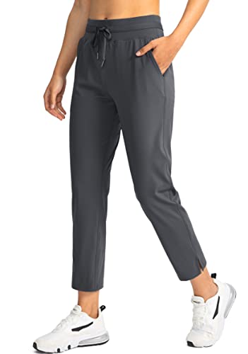 Soothfeel Damen-Golfhose mit 4 Taschen, 7/8 Stretch, hohe Taille, Sweathose, Reisen, athletische Arbeitshose für Damen, grau dunkel, S von Soothfeel