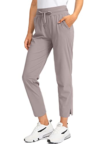 Soothfeel Damen Golfhose mit 4 Taschen 7/8 Stretch High Wasited Sweatpants Reise Athletic Arbeitshose für Frauen, Dusty Grey, S von Soothfeel
