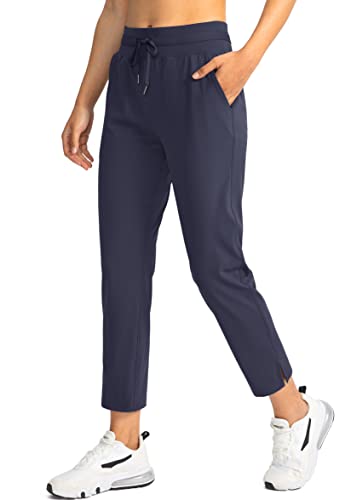 Soothfeel Damen Golfhose mit 4 Taschen 7/8 Stretch High Wasited Sweatpants Reise Athletic Arbeitshose für Frauen, Marineblau, XX-Large von Soothfeel