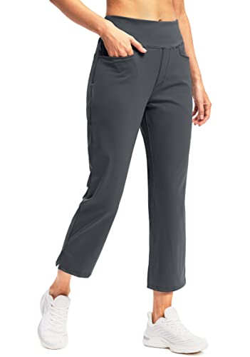 Soothfeel Damen-Golfhose mit 5 Taschen, hohe Taille, Stretch-Jogginghose, Reisen, athletische Arbeit, Knöchelhose für Damen, 02-deep grey, S von Soothfeel