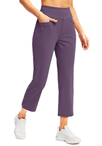 Soothfeel Damen-Golfhose mit 5 Taschen, hohe Taille, Stretch-Sweathose, Reisen, athletisch, Arbeit, Knöchelhose für Frauen, Dunkles Violett, XX-Large von Soothfeel