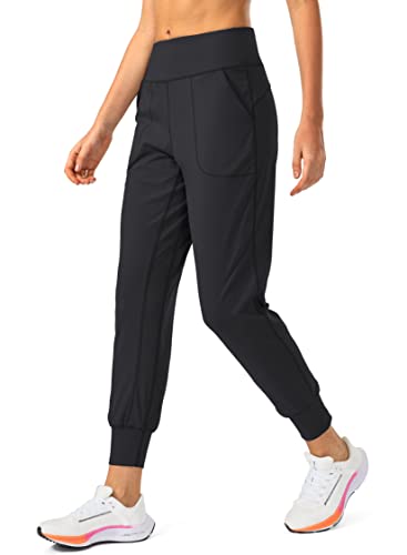 Soothfeel Damen-Jogginghose mit Reißverschlusstaschen, hohe Taille, athletisches Workout, Yoga-Hose, Jogginghose für Damen, Schwarz, M von Soothfeel