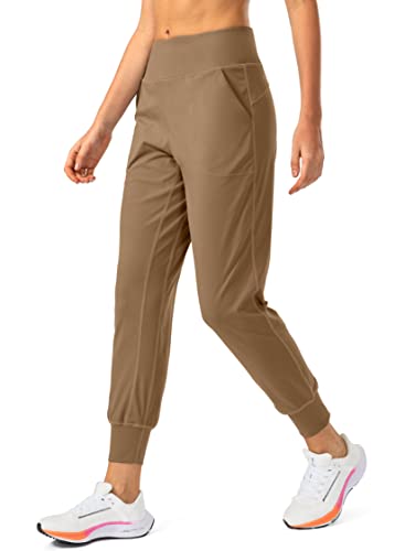 Soothfeel Damen-Jogginghose mit Reißverschlusstaschen, hohe Taille, athletisch, Workout, Yogahose, Jogger für Frauen, Dunkles Khaki, X-Groß von Soothfeel