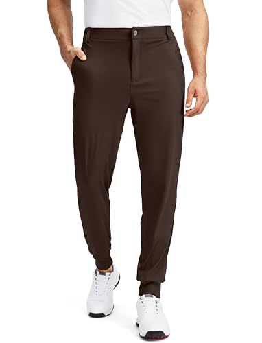 Soothfeel Herren-Golf-Jogginghose mit 5 Taschen, schmale Passform, Stretch, Jogginghose, Laufen, Reisen, Kleid, Arbeitshose für Männer, Braun, Large von Soothfeel