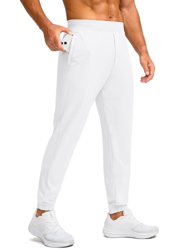 Soothfeel Herren-Jogginghose mit Reißverschlusstaschen, Golfjogger, leichte Sweathose, athletische Workout-Hose für Herren, Whtie, Mittel von Soothfeel