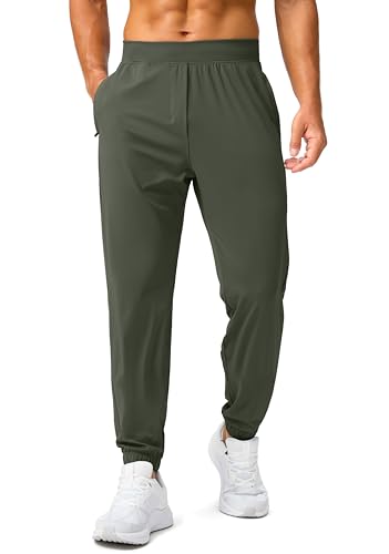 Soothfeel Herren-Jogginghose mit Reißverschlusstaschen, Golfjogger, leichte Sweathose, athletische Workout-Hose für Herren, Salbeigrün, Groß von Soothfeel