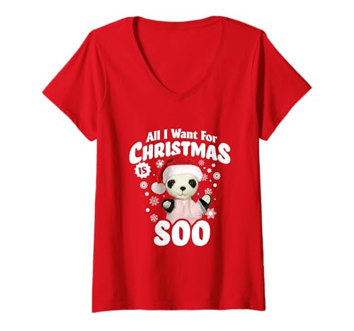 Damen Sooty All I Want for Christmas ist Soo T-Shirt mit V-Ausschnitt von Sooty