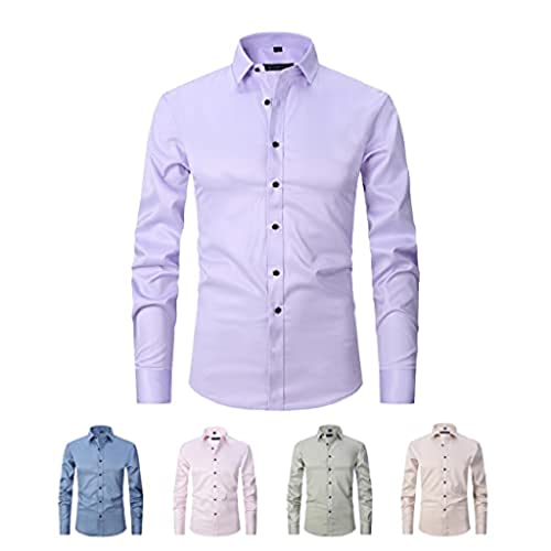 Stretch Anti-Falten Hemd, Herren Langarm Stretch Button Up Hemd Slim Fit Casual Business Formal Dress Shirt von Sopaeduon