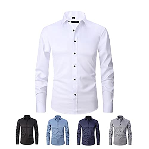 Stretch Anti-Falten Hemd, Herren Langarm Stretch Button Up Hemd Slim Fit Casual Business Formal Dress Shirt von Sopaeduon