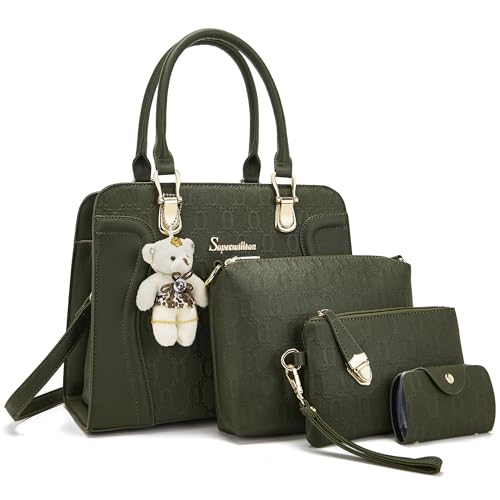 Modische Damen-Handtaschen, Tragetaschen, Schultertasche, Tragegriff oben, 4-teiliges Set, Grün Modische Damen-Handtaschen, Tragetaschen, Schultertasche, Tragegriff oben, 4-teiliges Set, Grün von Soperwillton