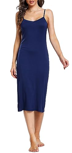 Sopesil Damen Unterkleid Lang Sexy Unterkleider mit Trägern Unterröcke Petticoat Knielänge Petticoat Cami Nachthemd Frauen SleepwearNavy Blau,S von Sopesil