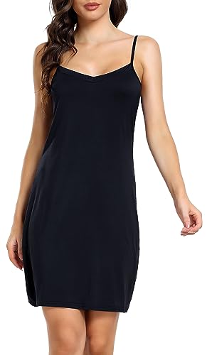 Sopesil Damen Unterkleid Sexy Unterkleider mit Trägern Unterröcke Petticoat Knielänge Petticoat Cami Nachthemd Frauen Sleepwear,Schwarz,XXL von Sopesil