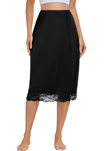 Sopesil Damen Unterrock Weich Modal und Atmungsaktiv Lang Petticoat Underskirt Antistatisch Elegantes Unsichtbar Kleid Rock Unterkleid Schwarz,L von Sopesil