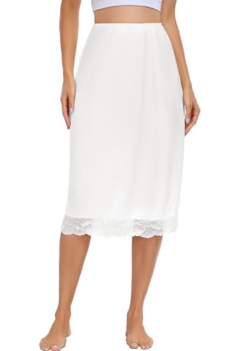 Sopesil Damen Unterrock Weich Modal und Atmungsaktiv Lang Petticoat Underskirt Antistatisch Elegantes Unsichtbar Kleid Rock Unterkleid Weiß,L von Sopesil