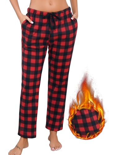 Sopesil Schlafanzughosen für Damen Lang Karierte Damen Pyjamahose Weiche Schlafhose mit Tasche Schlafshorts Kordelzug Hose Lounge Hose von Sopesil