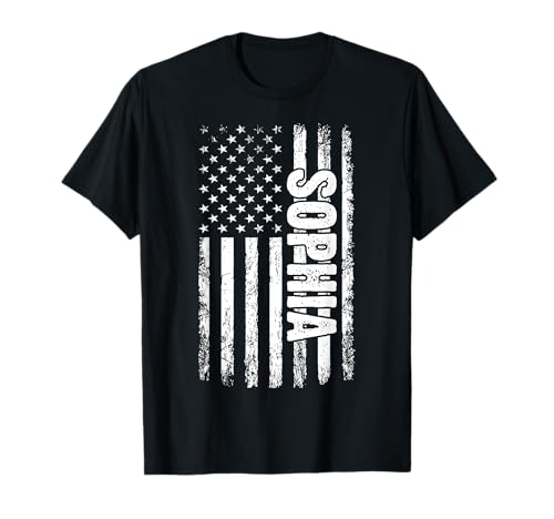 Sophia persönlicher Name American Flag Retro Frauen lustig T-Shirt Sophia persönlicher Name American Flag Retro Frauen lustig T-Shirt von Sophia Specialized First Girl Woman Name Tee