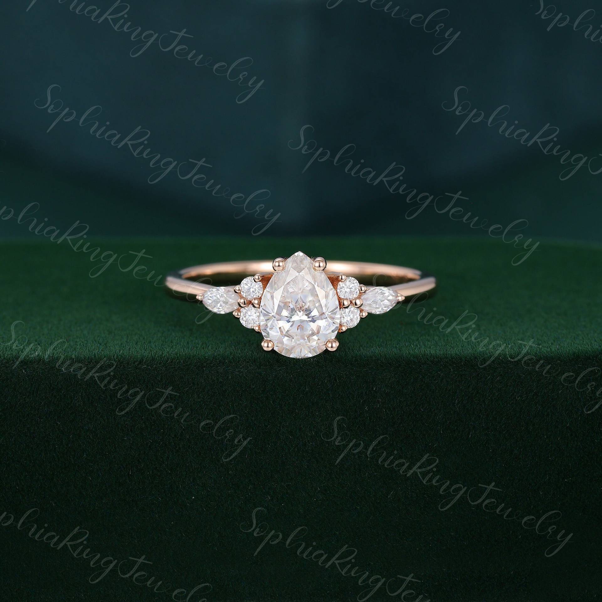 Birnenförmige Moissanite Verlobungsring Einzigartiger Vintage Rose Gold Marquise Diamant Ring Frauen Brautjubiläum Geschenk Für Sie von SophiaRingJewelry