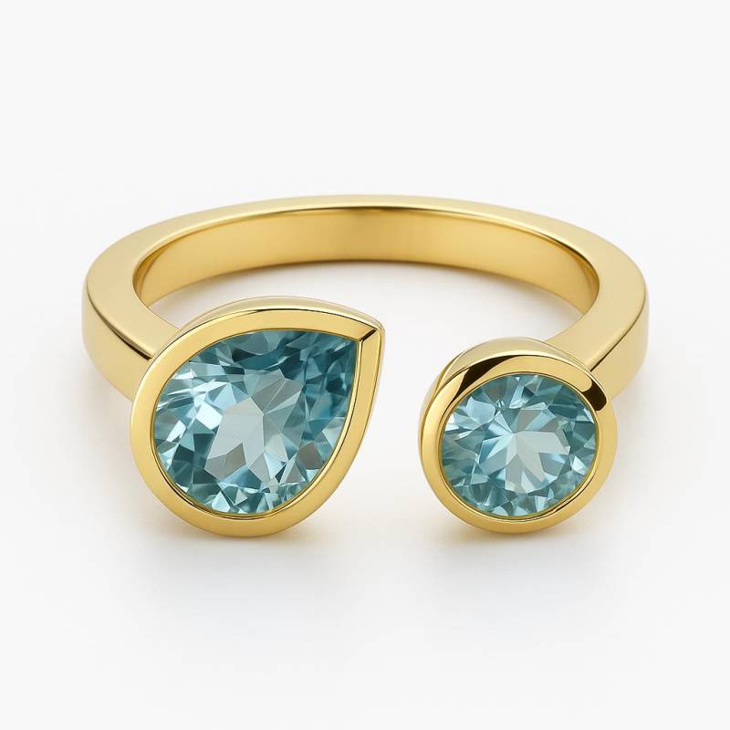 Blautopas Doppelt Vergoldeter Sterling Silber Ring - Handgemachte Edelstein Geschenkideen Für Frauen Natürlicher Schmuck Geburtstag Geburtsstein von SophiaRoseUK