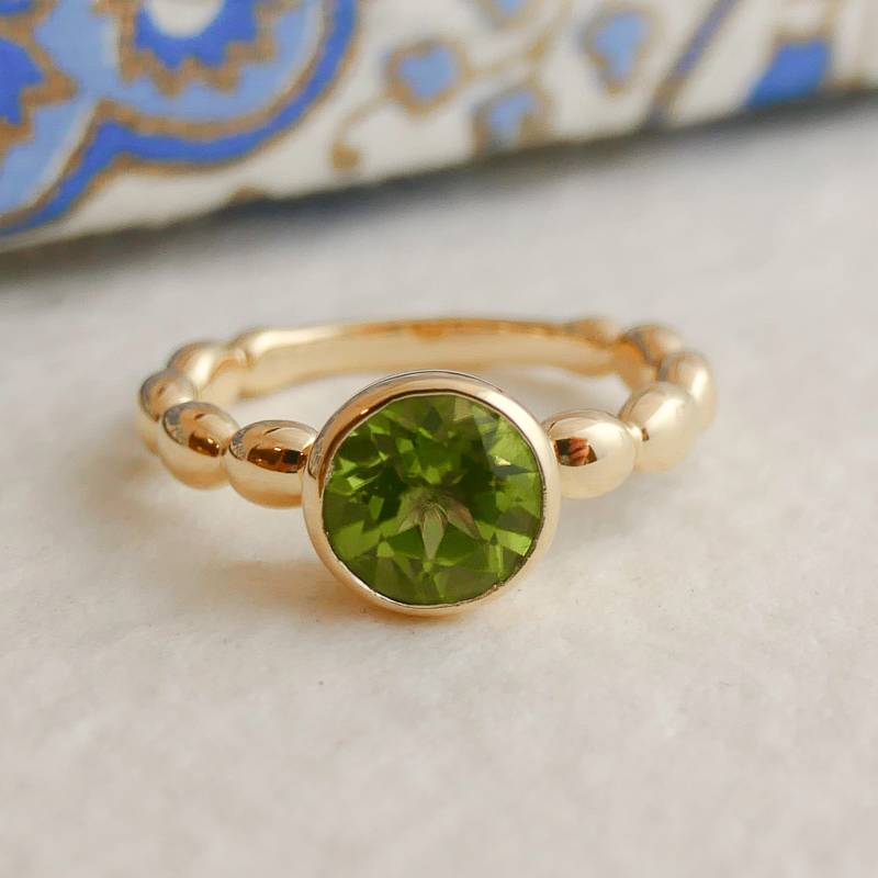 Peridot Bubble Vergoldeter Sterling Silber Ring - Natürlicher Edelstein Schmuck Geschenke Für Frauen August Birthstone Geburtstag von SophiaRoseUK