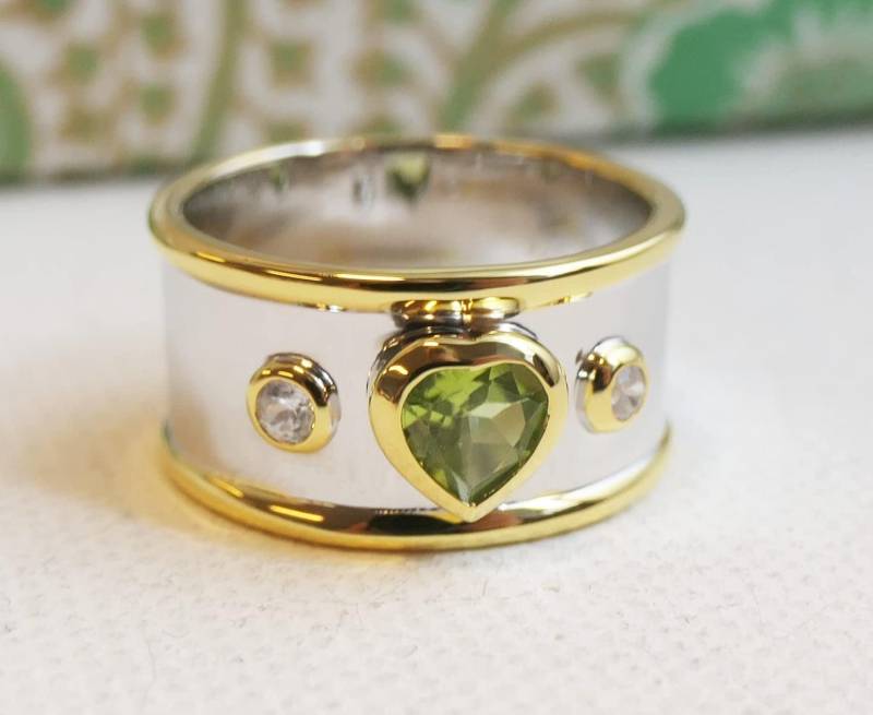 Peridot Und Zirkon Sterling Silber Ring - Natürlicher Edelstein Schmuck Geschenke Für Frauen August Geburtsstein Geburtstag Geschenkidee von SophiaRoseUK