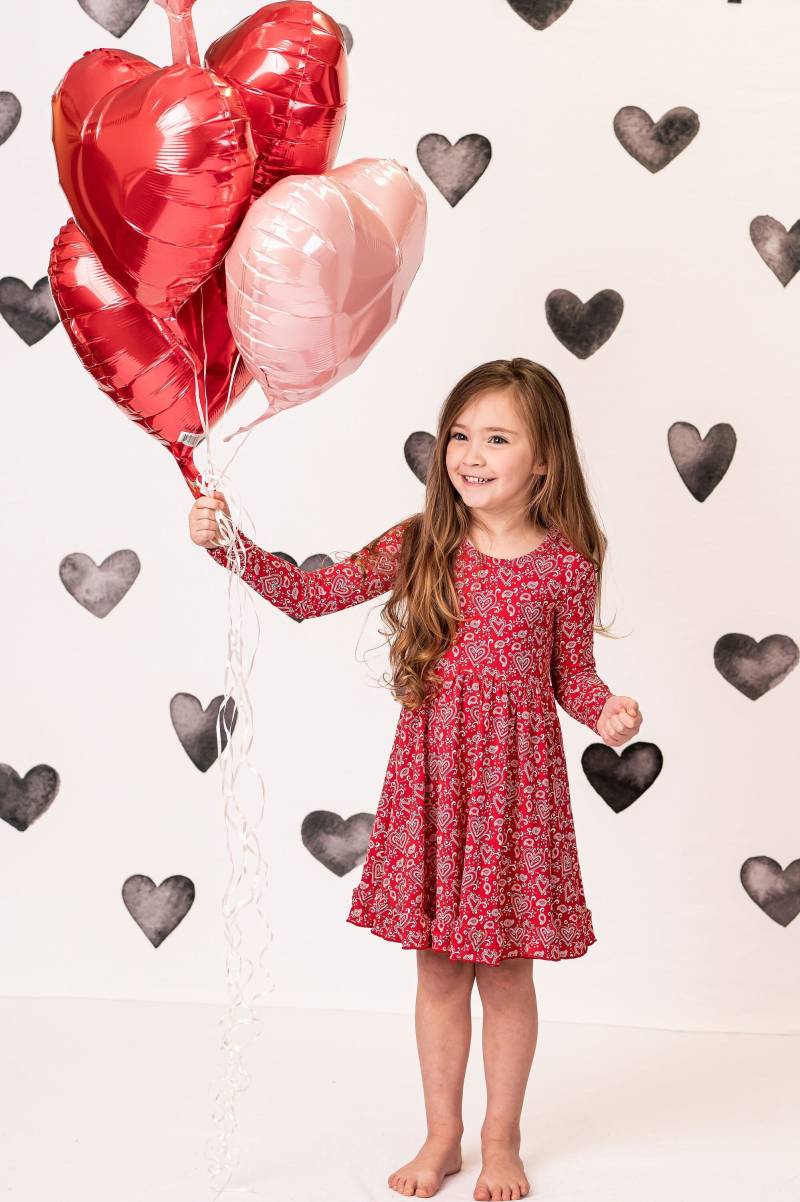 Feiern Sie Die Liebe Mit Unserem Paisley Hearts Bamboo Twirl Kleid Für Mädchen - Perfekt Kinder Valentinstag Kleid, Party Oder Spiel von AutumnMoonKids